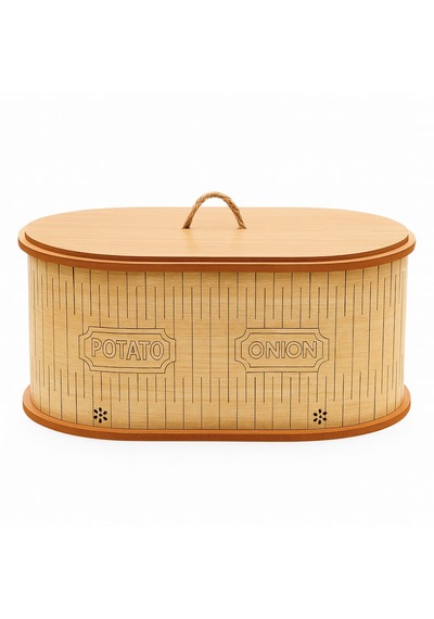 Dekorasyaa 2 Bölmeli Patates Soğanlık - Bambu - Oval - Açık Natural Desen Açık Kahverengi Dekorasyaa 2 Bölmeli Patates Soğanlık - Bambu - Oval - Açık Natural Desen Açık Kahverengi
