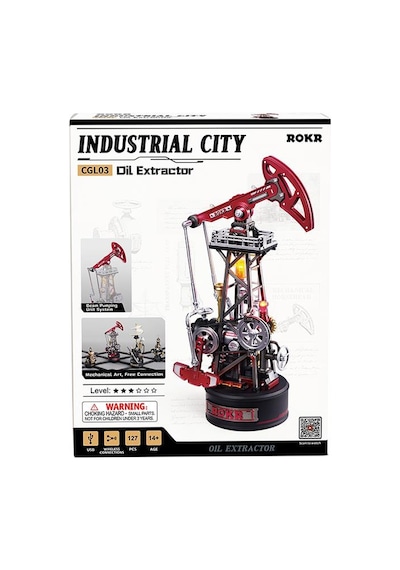 Rokr Cgl03 Oil Extractor Dıy Mechanical 3d Puzzle Maket Model Seti 3d Model Kit Detaylı Dekoratif Hobi Seti Hareketli Ve Işıklı