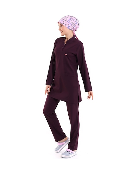 Soft Likralı Tesettür Forma Takım İki Çıtçıt - 6409 Mürdüm Soft-5763-6409 Mürdüm Soft