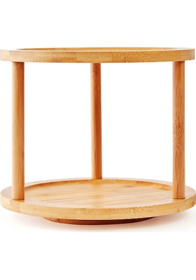 Bambu 2 Katlı Dönen Baharatlık Standı Organizer Düzenleyici / Doğal / Bambu Kahverengi