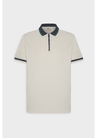 AC&Co / Altınyıldız Classics  Erkek Ekru Lacı Regular Fit Geniş Kesim Polo Yaka Tişört Ekru - Lacivert