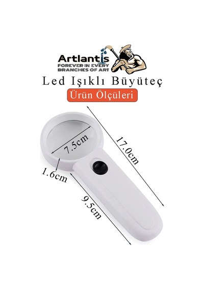 Led Işıklı Büyüteç 75 Mm 1 Adet 3x Büyütme Optik Büyüteç El Tipi Işıklı Lens Taşınabilir Okul Büro Ofis