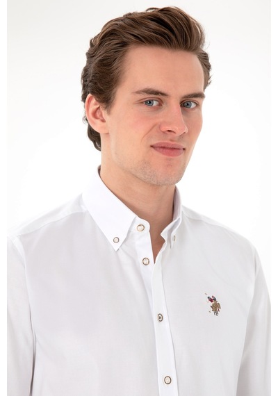 U.S. Polo Assn. U.s. Polo Assn. Pamuk Uzun Kol Slim Fit Gömlek 2082904 Beyaz