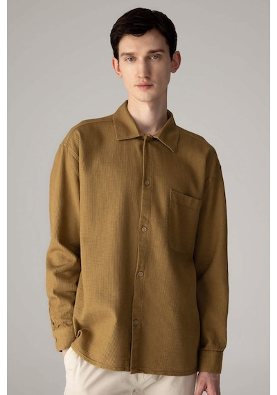 DeFacto Oversize Geniş Kalıp Polo Yaka Waffle Uzun Kollu Gömlek C2841AX24SPKH502 DeFacto Oversize Geniş Kalıp Polo Yaka Waffle Uzun Kollu Gömlek C2841AX24SPKH502