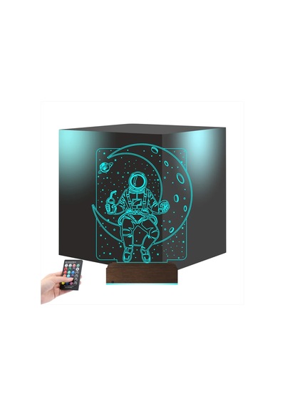 Luvivia Astronot Ay Gezegen 3d Lamba - Masa Gece Lambası V2 Şeffaf