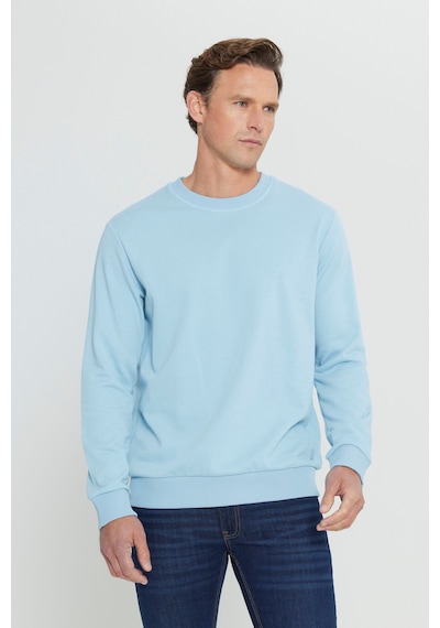 AC&Co / Altınyıldız Classics Standart Fit Normal Kesim Bisiklet Yaka Erkek Sweatshirt Açık Mavi