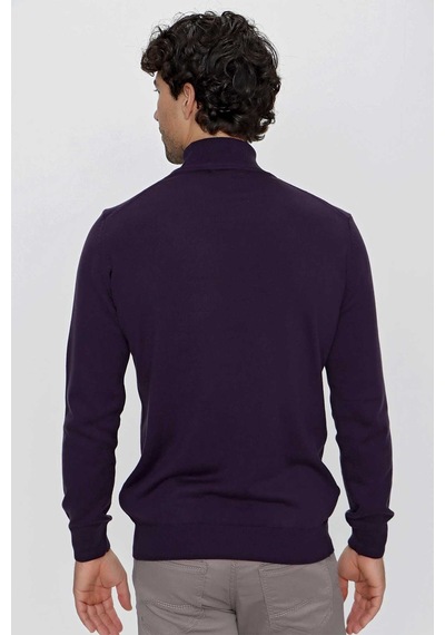 Morven Basic Dinamik Fit Rahat Kesim Balıkçı Yaka Triko Kazak 99kc017003309 Mor