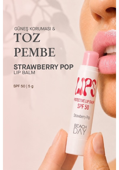 Beach Day Lips Strawberry Pop 50f 5g Dudak Koruyucu Çilekli