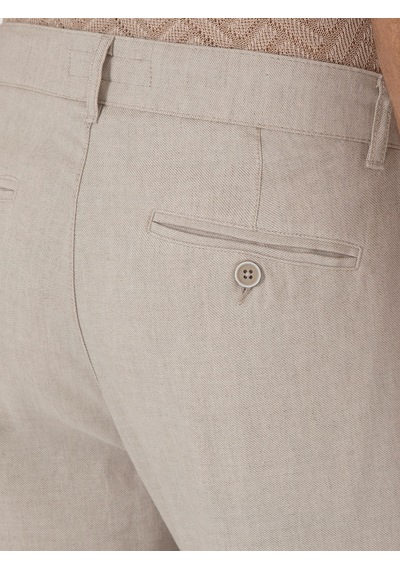 Cacharel Bej Carrot Fit Keten Karışımlı Kanvas Pantolon