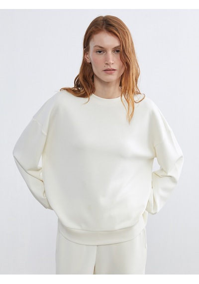 Lcw Vision Sarı Bisiklet Yaka Oversize Kadın Sweatshirt