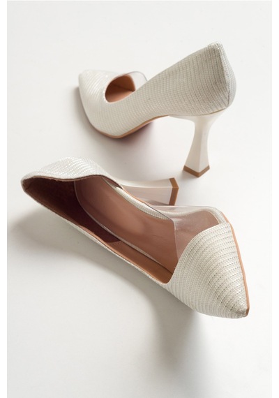 Luvishoes 653 Sedef Sımlı Topuklu Kadın Ayakkabı Sedef
