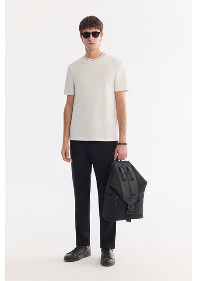 Avva Erkek Ekru Bisiklet Yaka Kolay Ütülenen Regular Fit T-shirt A61y1034