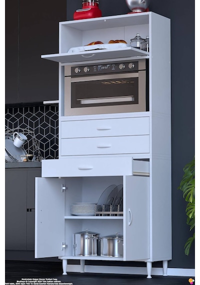 Vario 70 Cm Çok Amaçlı Mutfak, Bakliyat Ve Kahve Köşesi Organizer Modülü - Fırın Uyumlu 70x194x32cm Beyaz Vario 70 Cm Çok Amaçlı Mutfak, Bakliyat Ve Kahve Köşesi Organizer Modülü - Fırın Uyumlu 70x194x32cm Beyaz
