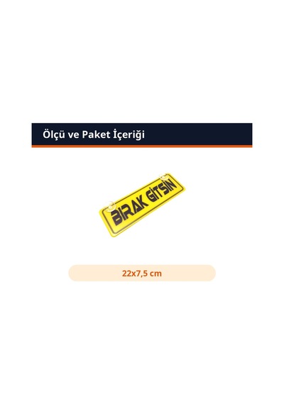 Trobus Vantuzlu Dekor Plaka Cam Süsü Bırak Gitsin Yazılı 22x7,5 Cm Sarı
