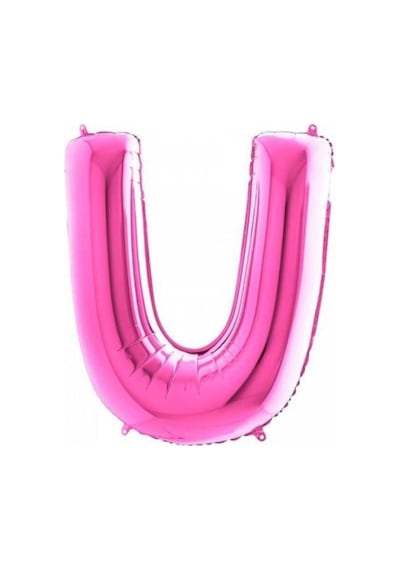 U Harf Folyo Balon Fuşya 100cm Pembe