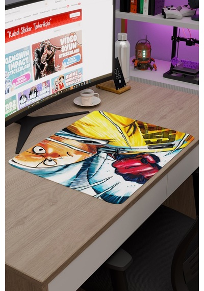 One Punch Man Kaymaz Dikişli Kauçuk Oyuncu Mousepad V2 - 48x40 Xl Gaming Mouse Pad Fare Altlığı