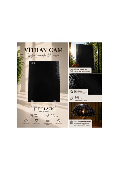 Dekoratif Vitray Cam Jet Siyahı Dokulu 21x29,7 Cm