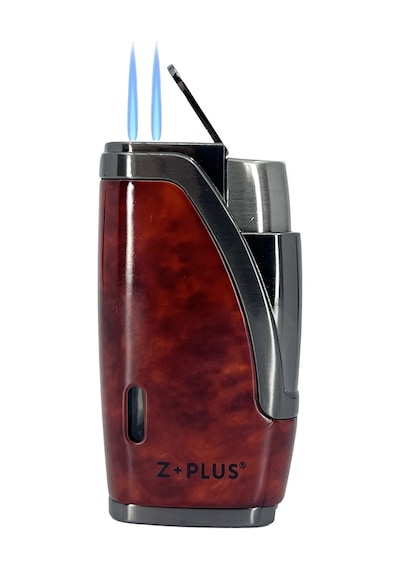 Z+plus Çift Torch Alevli, Entegre Delicili Punch Lüks Puro Çakmağı - Maun & Füme