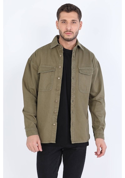 Erkek Oversize Jean Gömlek Haki 001