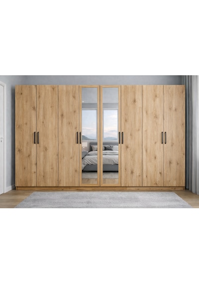 Monara Tamamı Mdf 8 Kapaklı Dolap Gardırop Çam