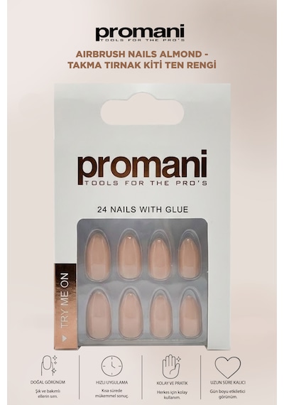 Airbrush Nails Almond - Takma Tırnak Kiti Ten Rengi