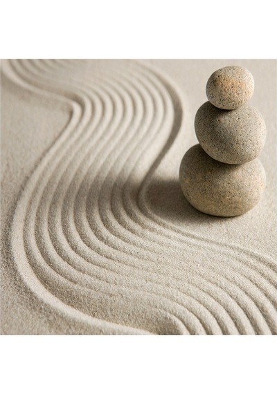 Spa Taşları Ve Kiraz Çiçeği Doğal Taş Bardak Altlığı 4'lü Set - Natural Stone Coasters-174115 Çok Renkli