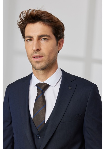 Ac&Co / Altınyıldız Classics Erkek K.lacı Slim Fit Dar Kesim Mono Yaka Desenli Yelekli Takım Elbise K.lacı Koyu Lacivert Ac&Co / Altınyıldız Classics Erkek K.lacı Slim Fit Dar Kesim Mono Yaka Desenli Yelekli Takım Elbise K.lacı Koyu Lacivert