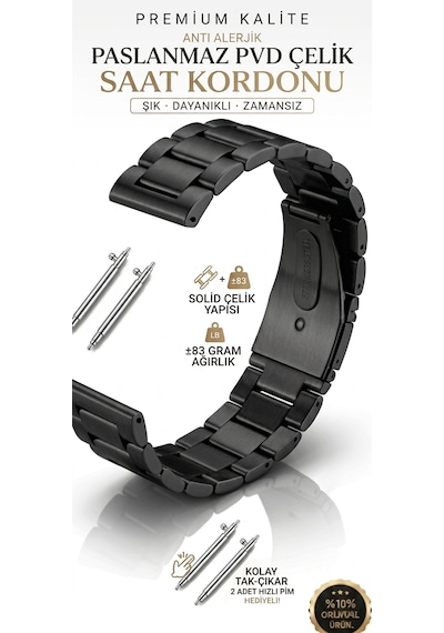 Huawei Watch Gt6/gt5/gt4/gt3/gt3 Pro 46mm Paslanmaz Solid Çelik Metal Kordon 22mm