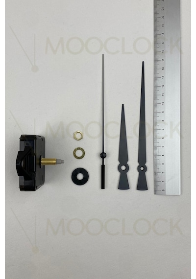 Saat Makinesi, Akar Sessiz Duvar Saati Mekanizması, 22 Mm Şaft, Akrep-yelkovan-saniye- Askılı Siyah