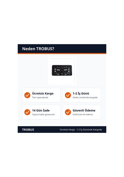 Trobus Motosiklet Plaka Altlığı Çerçeveli Plakalık Tek Adet Siyah