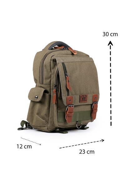 İmaks Küçük Boy 30 Cm Kanvas Branda Su Geçirmez Kumaş Günlük Sırt Çantası U571 Haki