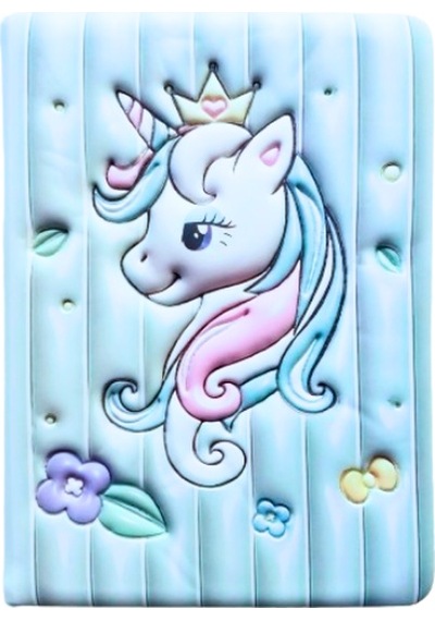 Puffy Cute Unicorn Not Defteri 13 X 18 Cm 96 Ypr. Çizgili Açık Yeşil