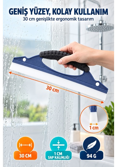 30 Cm Çok Amaçlı Cam Çekçeği Araç Camı Duşakabin Fayans Ayna Pencere Temizleme Aparatı Ergonomik Sap Renkli
