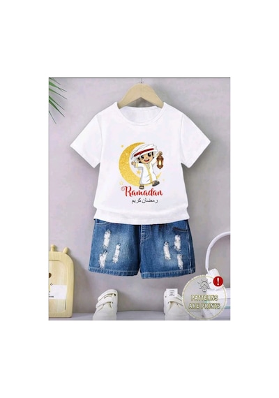 Stil X Ramazan Bayramı Baskılı Erkek Çocuk Tshirt, %100 Pamuklu Kumaş Beyaz-1