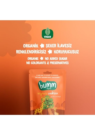 Organik Vegan Portakallı Kurabiye Atıştırmalık Paketi - 6 Adet 320 G