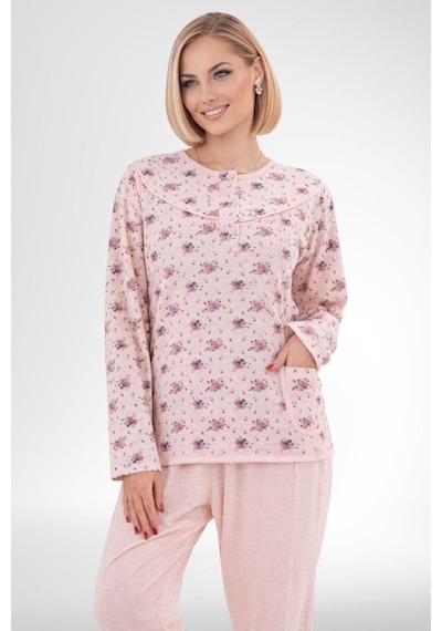 Mecit Pijama Mecit 6314 Pudra Kadın Büyük Beden Pijama Takımı Pudra