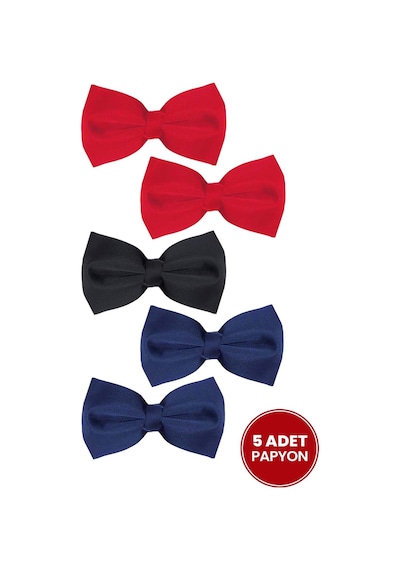 Tudors 5'li Paket Kırmızı-siyah-lacivert Erkek Papyon-33269 Multi