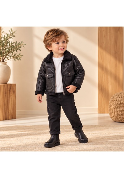 Maxx Kelın Erkek Çocuk Siyah Deri Görünümlü Fermuarlı Ceket Ve Pantolon 3'lü Takım 1-4 Yaş Maxx Kelın Erkek Çocuk Siyah Deri Görünümlü Fermuarlı Ceket Ve Pantolon 3'lü Takım 1-4 Yaş