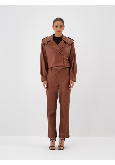 Xint Camel Deri Görünümlü Regular Fit Pantolon 201240