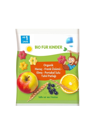 Organik Havuç Frenk Üzümü Elma Portakal Sulu Tahıl Patlağı 30 Gr 30 G