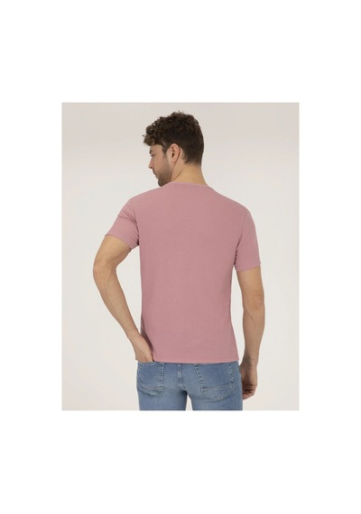 Pierre Cardin Bej Slim Fit Bisiklet Yaka Tişört Gülkurusu
