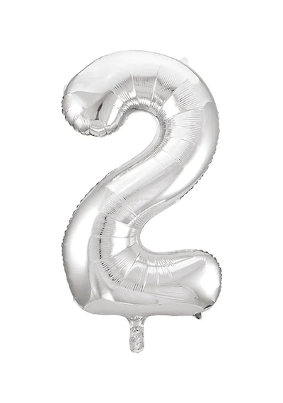 1 Adet 34 İnç 85 Cm Gümüş Folyo Balon Helyum Balon 2 Yaş Balonu 2 Rakam Balon GÜMÜŞ