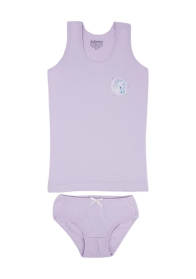 Katamino Kız Çocuk Geniş Askılı Atlet & Slip Takım Mor