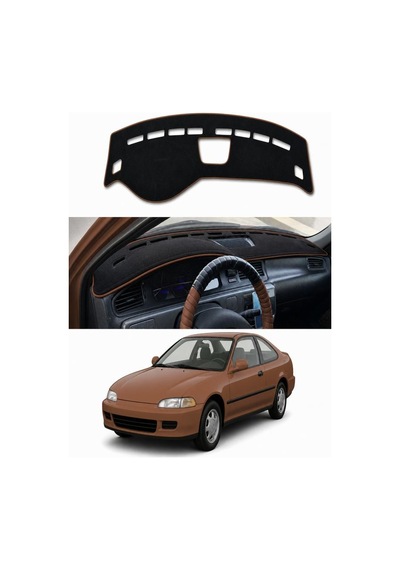 Honda - Civic 1994-2000 Uyumlu Torpido Koruma Kılıfı - Kahverengi Şeritli
