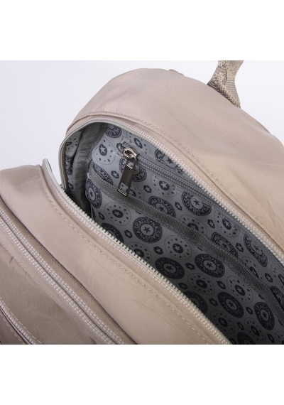 Nas Bag Kadın Çok Gözlü Hafif Su Geçirmez Unisex Water Proof Çanta Vizon