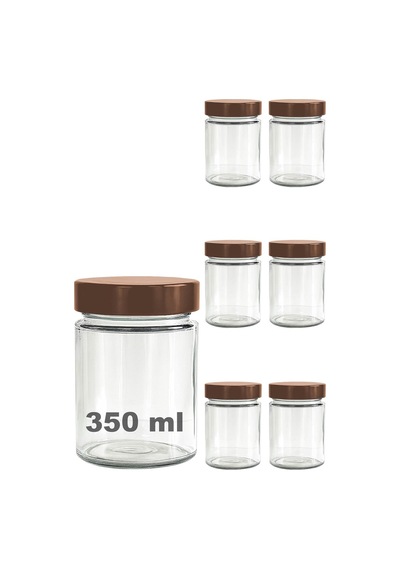 Ayrex Afracam 350 Ml Kavanoz Metal Derin Kapaklı 350 Cc Şeffaf Reçel, Marmelat Cam Kavanoz Deep 6 Adet Bakır Kapak Diğer