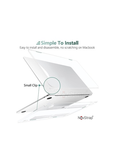Novstrap Apple Macbook Air 15 İnç A2941 M2 Çip İle Uyumlu Parlak Kılıf + Şeffaf Klavye Kılıfı + Film
