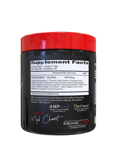 Insane Labz Possessed Test Boost Preworkout D-aspartic Acid And Creatine Fueled By Ampiberry And Oxy Aromasız