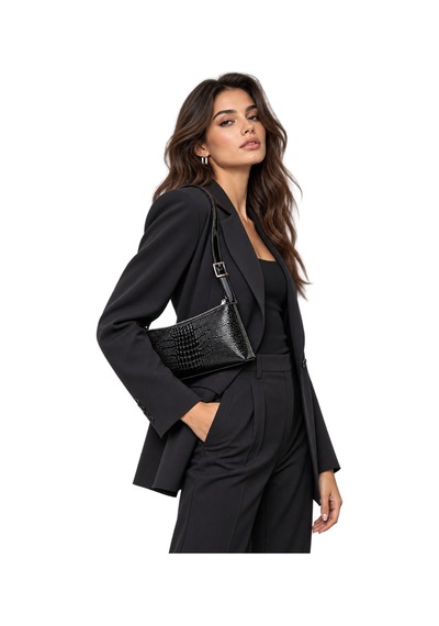 Bags Prime Timsah Desen Baget Çanta - Siyah