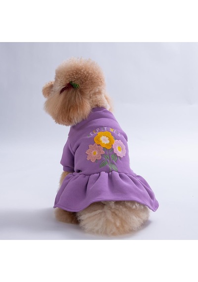 Lila Arosa Nivalis Çiçek Nakışlı Kedi Köpek Elbisesi Köpek Kıyafeti Kedi Kıyafeti